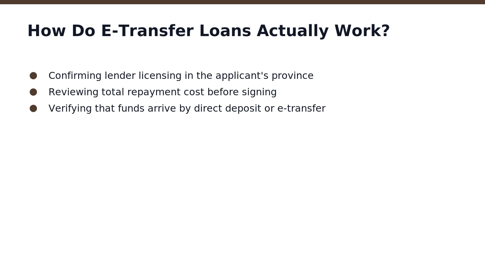 E-transfer loans move funds directly into a borrower's bank account through electronic transfer, bypassing branch